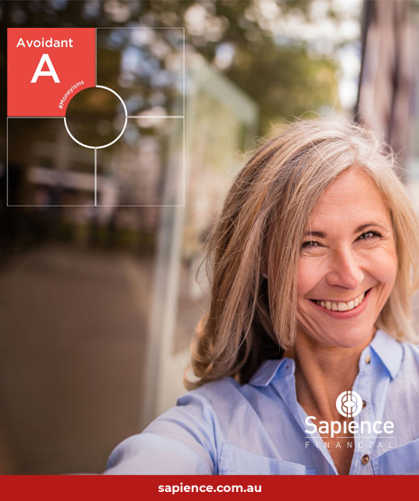 female selfie with avoidant moneyisms icon